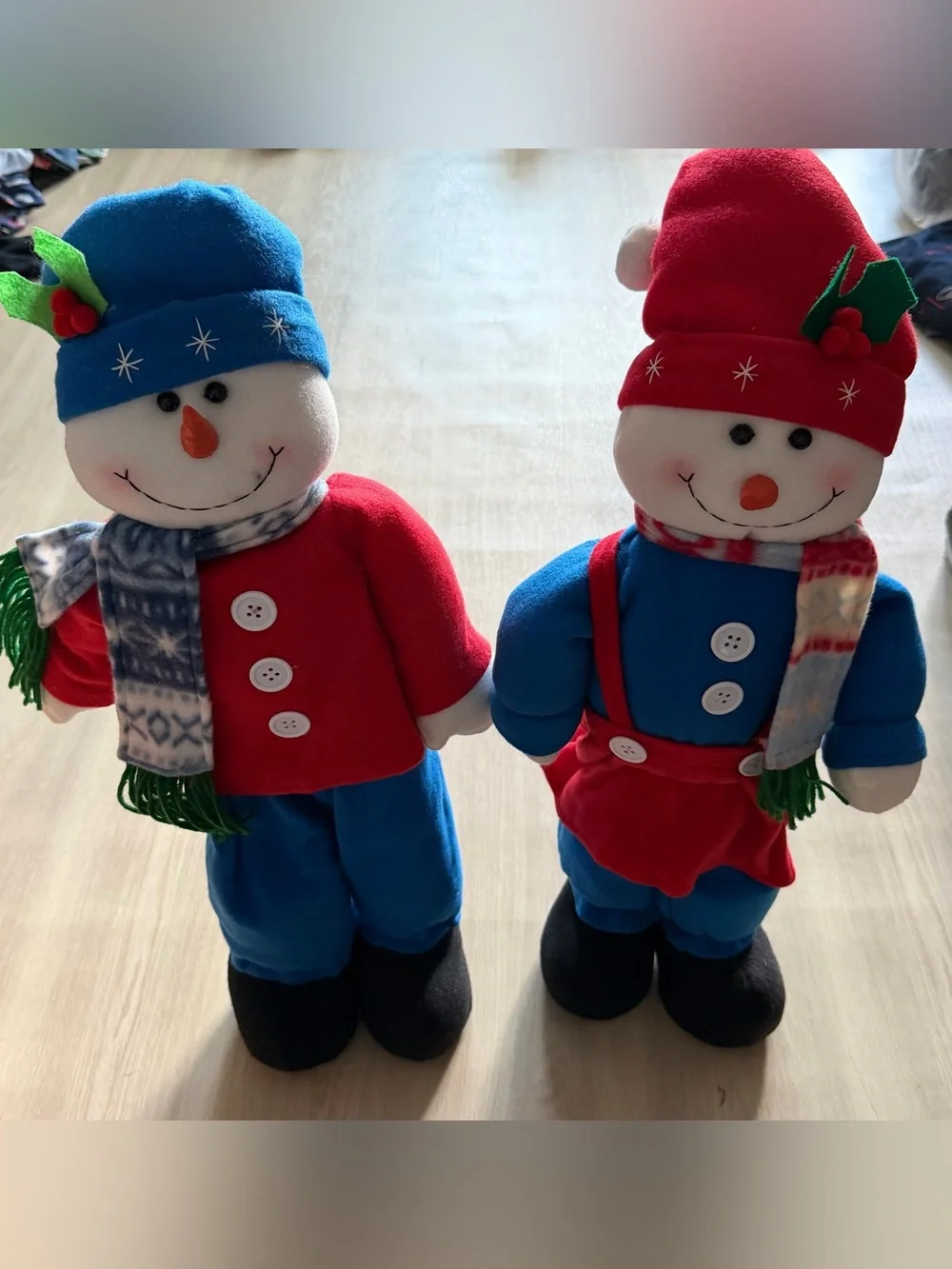 Vintage Snowman Pair 24” His and Hers Fleece Outfit Weighted